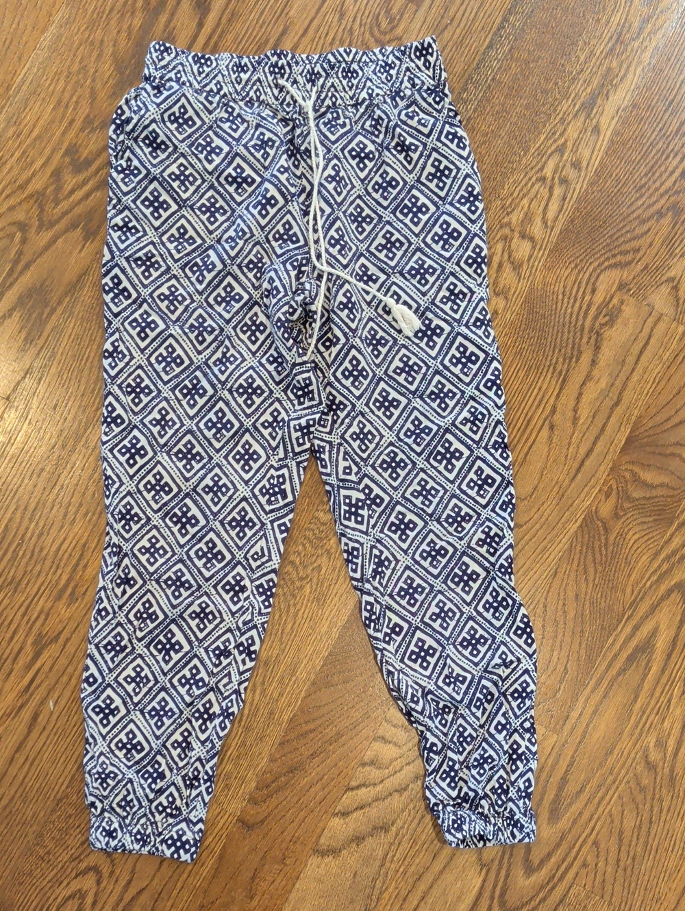 BB Dakota Navy and White Geometric Joggers